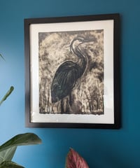 Image 1 of Great Blue Heron II Framed Monotype