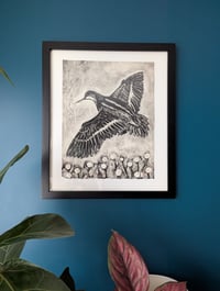 Image 1 of Red Necked Phalarope Framed Monotype