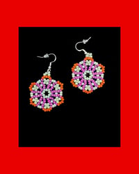 Image 2 of Huichol Style Big Bead Flowers 3