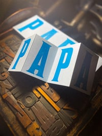 Image 5 of P-A-P-A | concertina letterpress card | fluoro blue