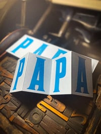 Image 1 of P-A-P-A | concertina letterpress card | fluoro blue