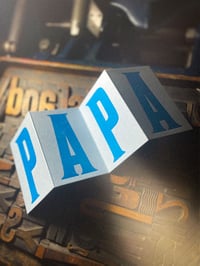 Image 3 of P-A-P-A | concertina letterpress card | fluoro blue