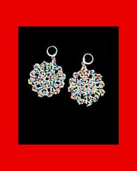 Spring Flower Huichol Style Woven Earrings