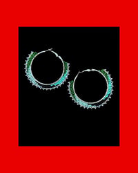 Abstract XL Beaded Hoops - Green