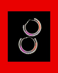 Abstract XL Beaded Hoops - Pink