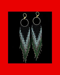 Moss Hoop Fringe Earrings