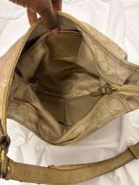 Image 4 of 2012 Coach monogram hobo shoulder bag with a beige and gold floral appliqué design