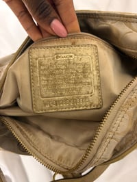 Image 5 of 2012 Coach monogram hobo shoulder bag with a beige and gold floral appliqué design