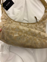 Image 6 of 2012 Coach monogram hobo shoulder bag with a beige and gold floral appliqué design