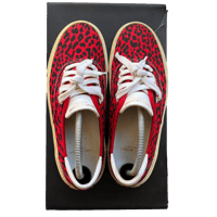 Image 2 of Saint Laurent "Babycat" Red Leopard Skate Sneakers - 7.5