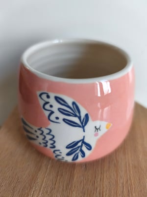Image of  Petite  tasse ronde oiseau rose