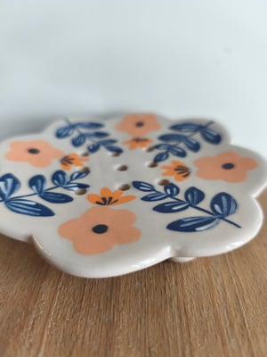 Image of    Porte savon bleu orange