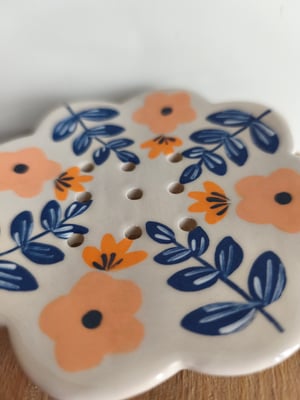 Image of    Porte savon bleu orange