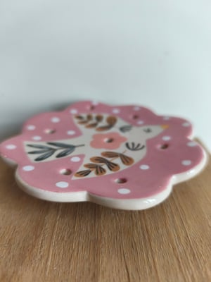 Image of     Porte savon oiseau rose