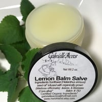Image 1 of Lemon Balm Salve, 2 oz Glass Jar, Unscented Melissa Infusion Balm