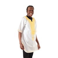 Image 1 of Gold Embroidered Dashiki - White