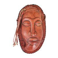 Image 1 of Brown Leather Purse - Mask Design