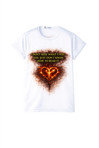 Image 2 of Women's Sports Jersey — "I Don't Hide What I Feel" Heart Fire Graphic