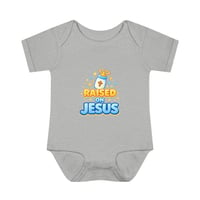 Image 1 of Raised on Jesus Baby Bodysuit — Cute Faith-Based Infant Onesie