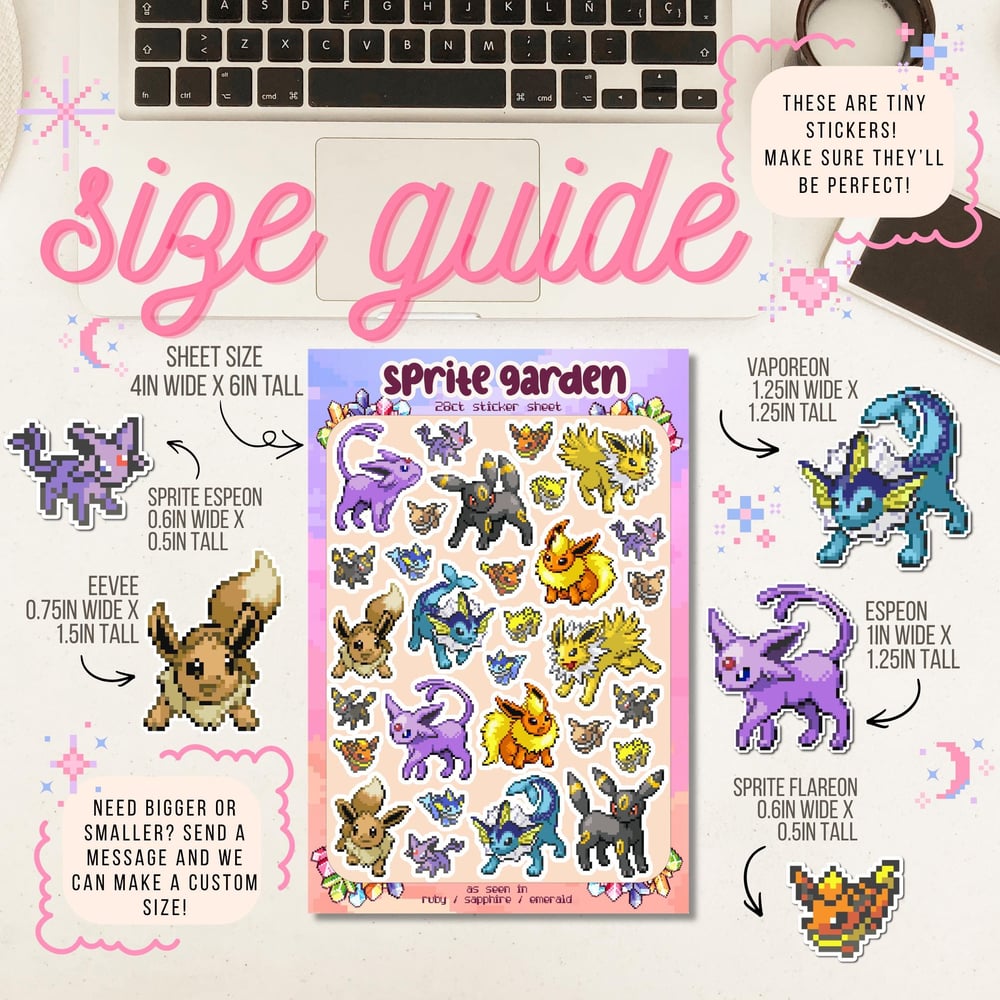 Image of Gen 3 4" x 6" Sticker Sheet - Eevee Evolutions