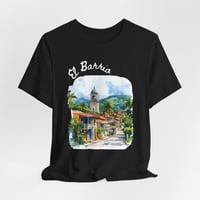 Image 3 of El Barrio Watercolor Tee — Scenic Latin Neighborhood T-Shirt