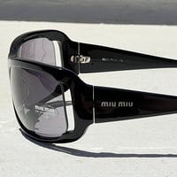 Image 1 of Miu Miu Black Shield Wrap Sunglasses