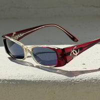 Image 1 of Chanel Red/Blue CC Logo Rectangular Sunglasses