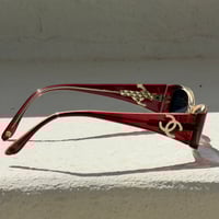 Image 4 of Chanel Red/Blue CC Logo Rectangular Sunglasses