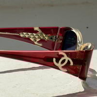 Image 5 of Chanel Red/Blue CC Logo Rectangular Sunglasses