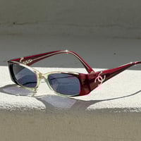 Image 2 of Chanel Red/Blue CC Logo Rectangular Sunglasses