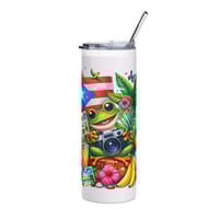 Image 1 of Puerto Rico Tropical Frog 20oz Stainless Steel Tumbler — Camera, Flag & Island Vibes