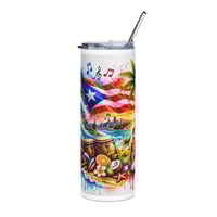 Image 1 of Puerto Rico Flag Tropical Beach 20oz Stainless Tumbler