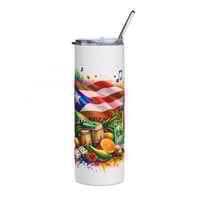 Image 1 of Puerto Rican Flag 20oz Stainless Tumbler — Coqui, Pleneros & Tropical Fiesta Design