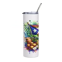 Image 2 of Puerto Rican Flag 20oz Stainless Tumbler — Coqui, Pleneros & Tropical Fiesta Design