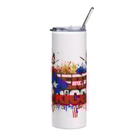 Image 1 of Puerto Rico Flag Floral 20oz Stainless Steel Tumbler