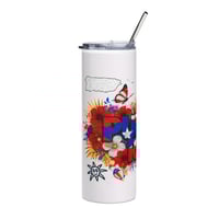 Image 2 of Puerto Rico Flag Floral 20oz Stainless Steel Tumbler