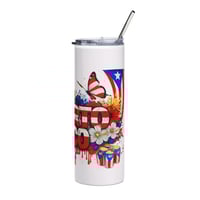 Image 4 of Puerto Rico Flag Floral 20oz Stainless Steel Tumbler