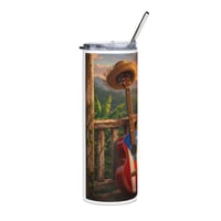 Image 2 of 20oz Stainless Tumbler - Puerto Rican Flag Guitar Sunset Design