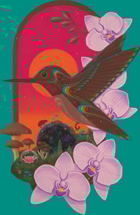 Hummingbird and Orchid Print