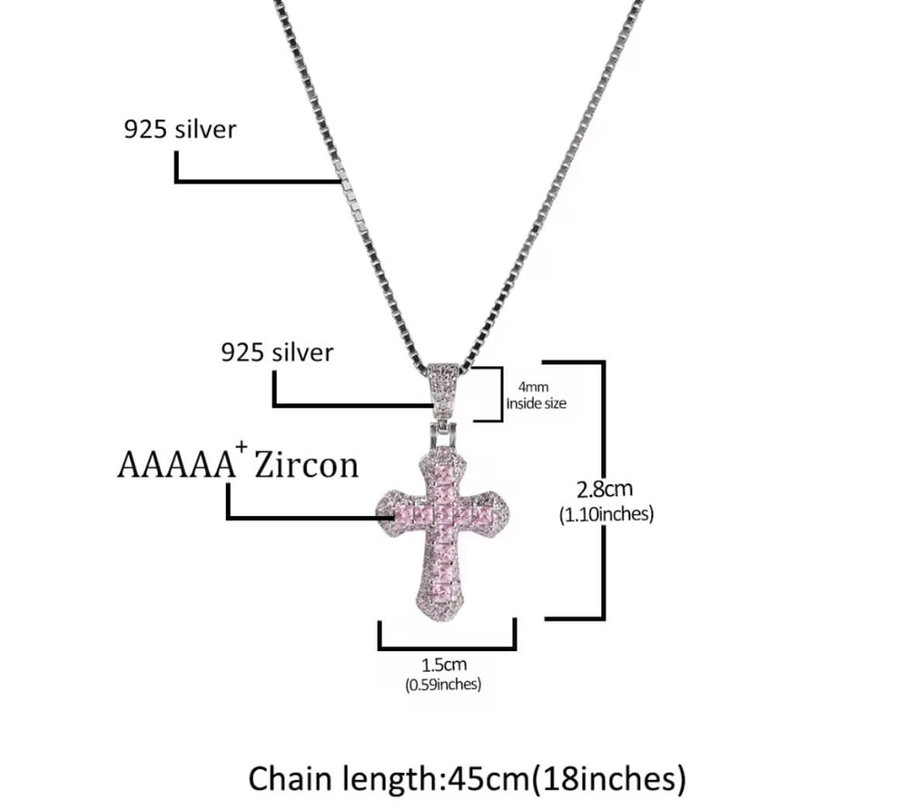Image of Pink Cross Bling Necklace 