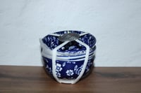 Image 1 of Set of 3 Blue Heritage Floral Emika Ceramic Rice Tidbit Appetizer Dip Sauce Bowls