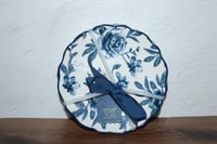 Image 1 of 4 Sunday Morning Ceramics Heritage Floral Blue &amp; White Appetizer Plates