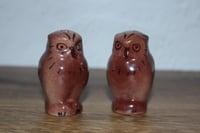 Image 1 of Vintage Whimsical Kitschy MCM Glossy Owl Salt Pepper Shakers