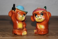 Image 1 of Vintage Tom &amp; Jerry Cowboy Indian Salt Pepper Shakers Ceramic READ