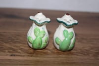 Image 1 of Vintage Ceramic Salt And Pepper Shakers Jugs Cactus Theme MCM Kitschy Whimsical