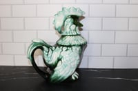 Image 1 of Rare Vintage California Alix Studio Ceramic Green Rooster 3-Piece Pitcher  1950's