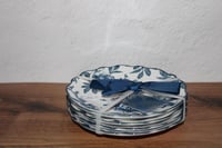 Image 2 of 4 Sunday Morning Ceramics Heritage Floral Blue &amp; White Appetizer Plates