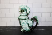 Image 3 of Rare Vintage California Alix Studio Ceramic Green Rooster 3-Piece Pitcher  1950's