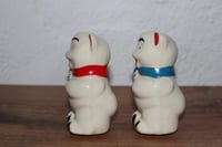 Image 4 of Vintage Shawnee Bear Salt Pepper Shakers Red Blue Bow Ceramic 3”