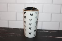 Image 4 of STARBUCKS Black and White Heart Ceramic Tumbler 12oz